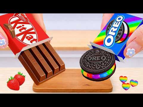 How to Make Rainbow Cake Recipe With Chocolate 🌈 Perfect Rainbow KitKat & Oreo Cake ASMR ❤️