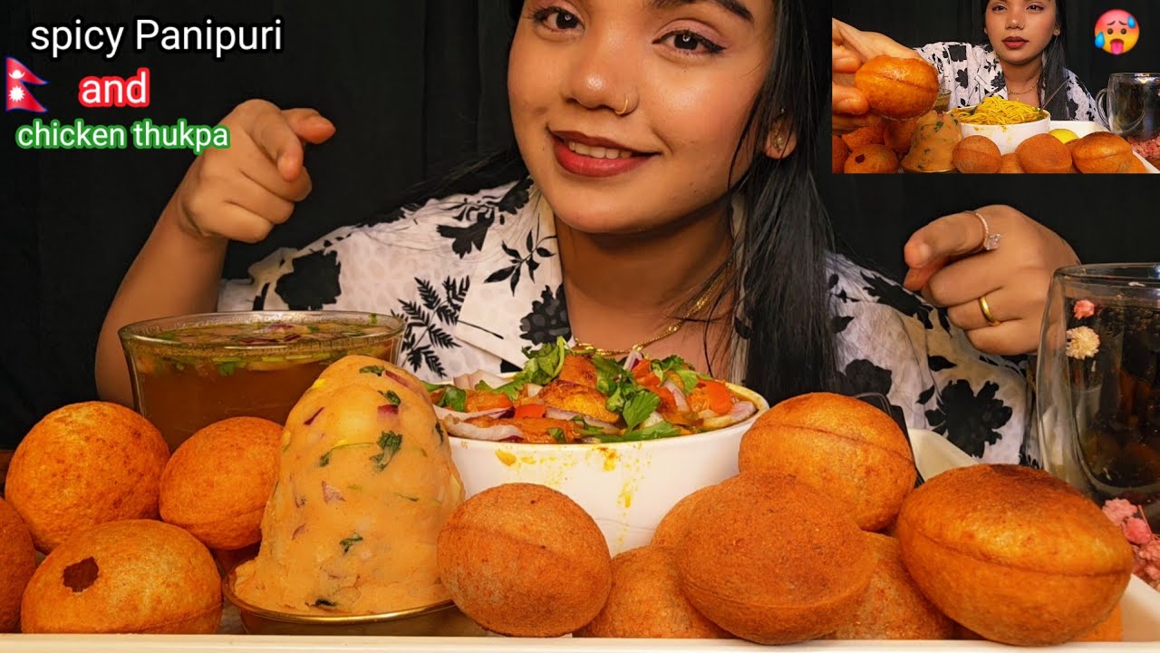 Homemade Chicken Thukpa ra spicy delicious Panipuri🥵 mukbang #sushilamukbangvlog 