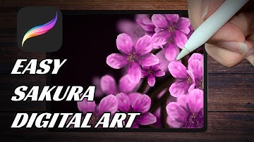 EASY DIGITAL ART FOR BEGINNERS | Sakura Flowers Time-lapse | Procreate on iPad Pro