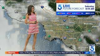 Liberte Chan KTLA Weather Stripe Mini Skirt