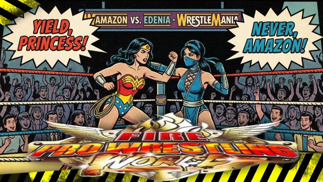 Wonder Woman vs. Kitana! - Fire Pro Wrestling World: Barbed Wire Deathmatch