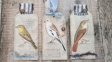 Stamped Fabric Nature Tags - #roxysweeklychallenge Week 22 - Junk Journal
