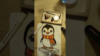 Coloring a Cute Penguin | Relaxing Winter Coloring Page