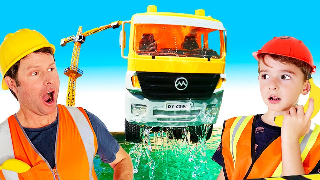 Construction Trucks for Kids Crane Trucks Rescue min min playtime