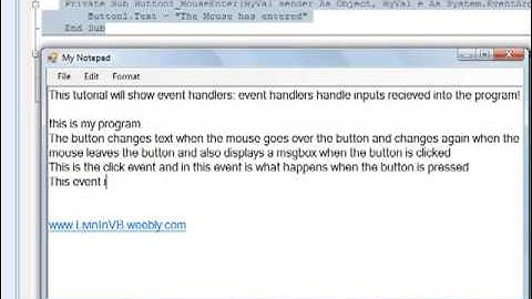 Basic Event Handlers Visual Basic