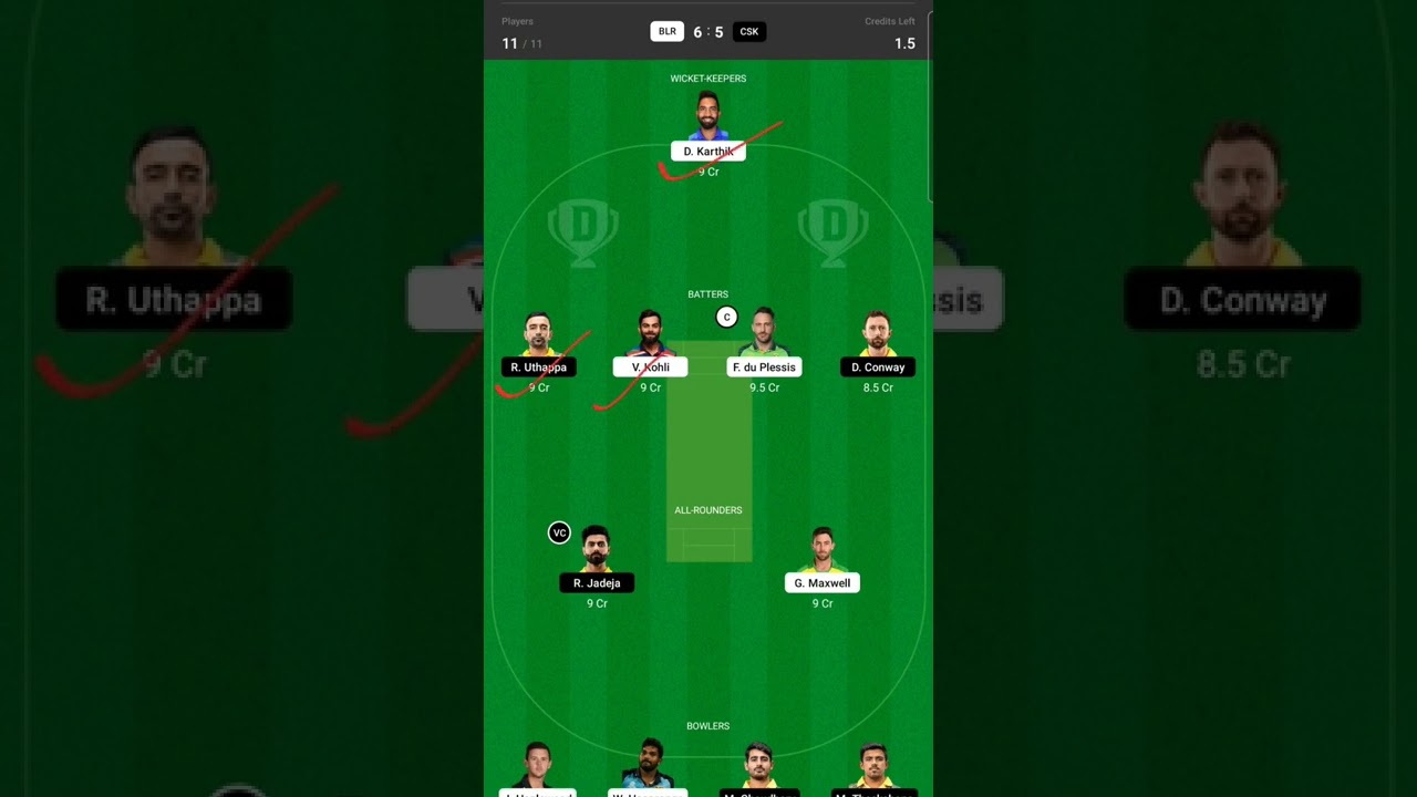 BLR vs CSK Dream11 Team II BLR vs CSK Dream11 TeamnPrediction Il IPL 2022 II blr vs csk dream11