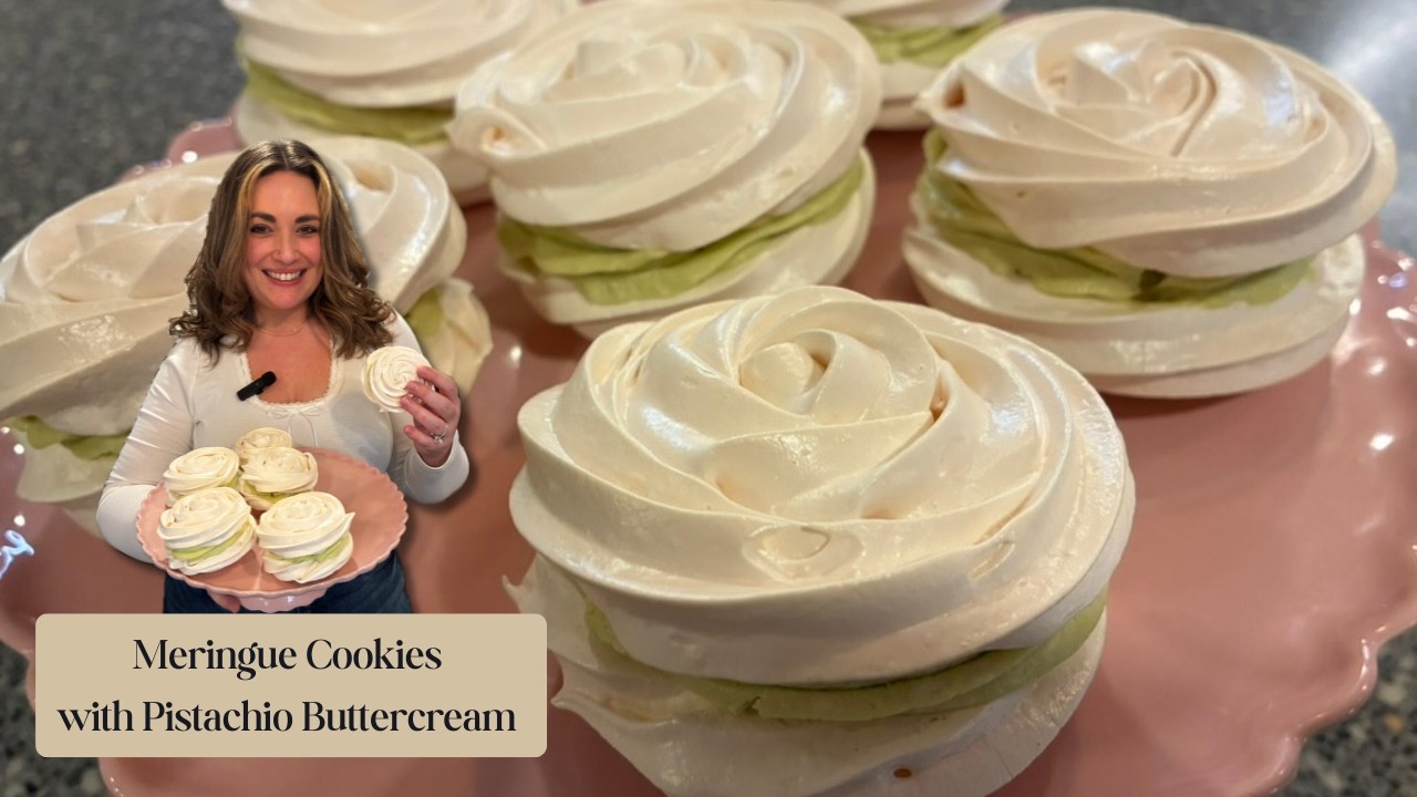 Meringue Cookie Sandwiches with Pistachio Buttercream | French Patisserie at Home