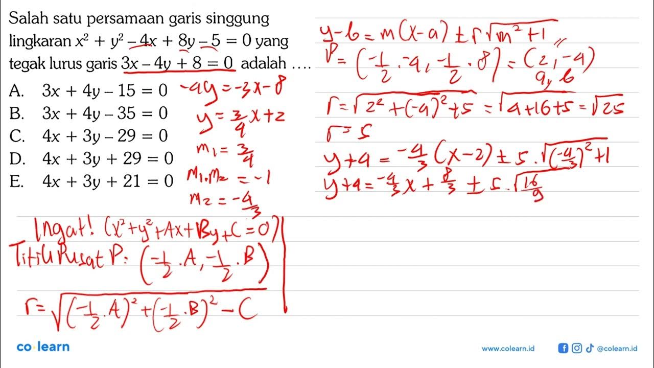Salah Satu Persamaan Garis Singgung Lingkaran X 2 y 2 4x 8y 5 0 Yang salah-satu-persamaan-garis-singgung-lingkaran-x-2-y-2-4x-8y-5-0-yang