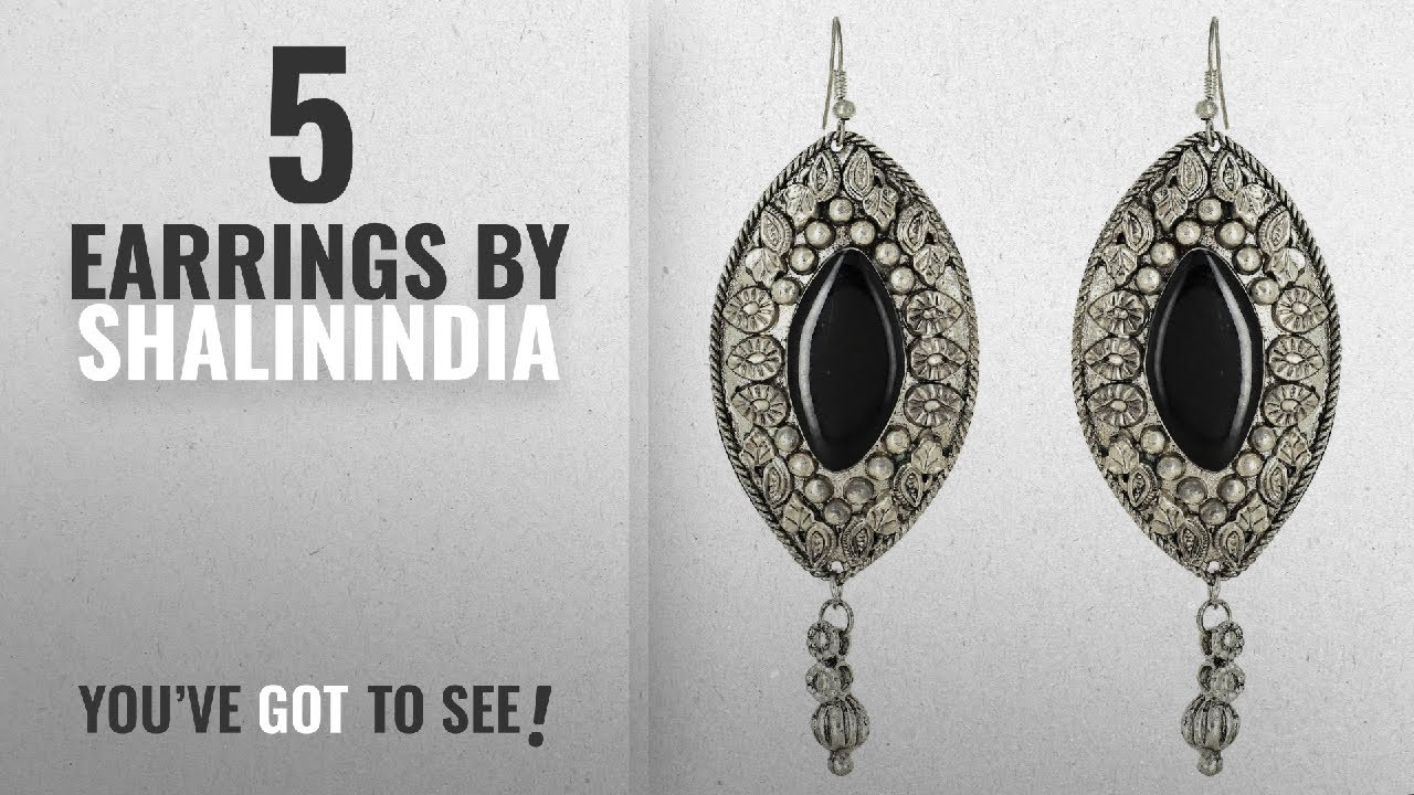 Top 10 Shalinindia Earrings [2018]: Shalinindia Brass Dangle & Drop Earring For Women (Black)