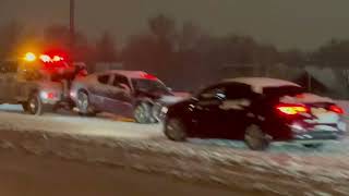 Snow plows clearing icy roads in Amarillo, Texas