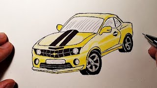 Как нарисовать ШЕВРОЛЕ КАМАРО / Chevrolet Camaro / Рисунки для детей и начинающих