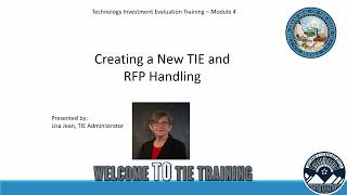 Module 4 - TIE Training  Create New TIEs and Understand RFPs