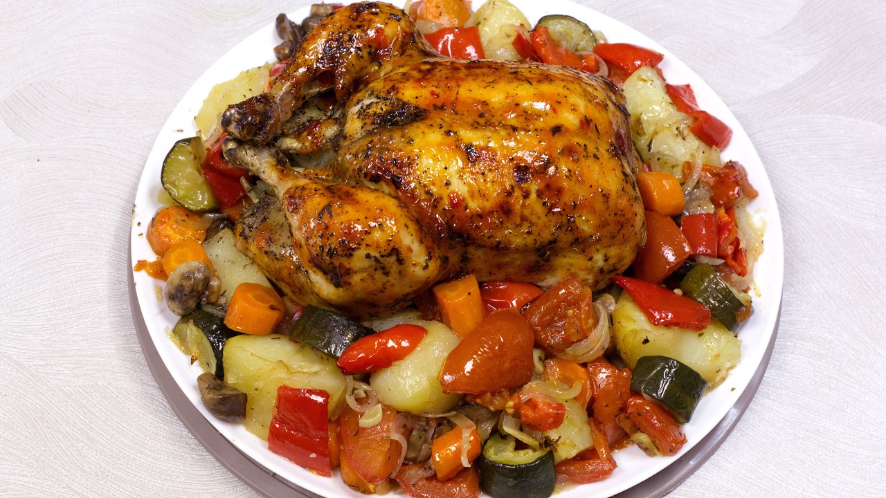 Oven-Roasted Whole Chicken with Vegetables | Juicy Sheet Pan Dinner Recipe