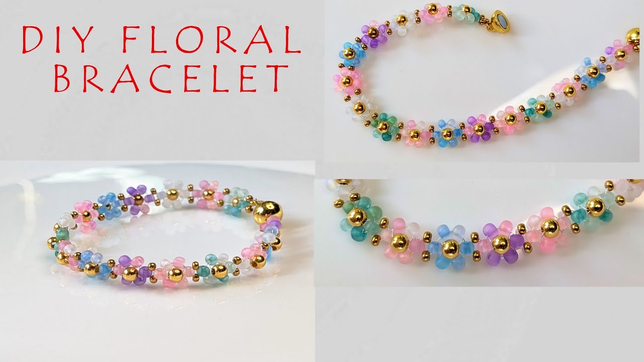 DIY Colourful Floral Bracelet | Easy Beaded Jewelry Tutorial for ...
