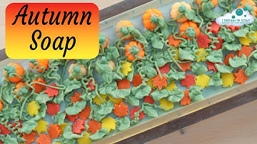 Making and cutting an Autumn / Fall themed cold process soap. Using up soap  shreds.