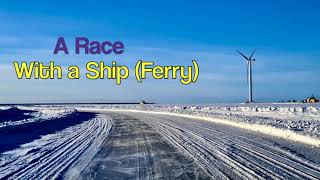 Drive on a Sea, Frozen Sea in between Oulu and Hailuoto Island in Finland