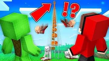 JJ And Mikey FOUND The TALLEST And SCARIEST ELEVATOR in Minecraft Maizen