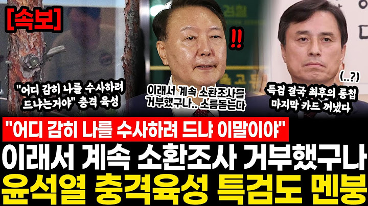 "어디 감히 나를 수사하려 드냐 이말이야" 이래서 계속 소환조사 거부했구나.. 윤석열 충격육성에 특검도 멘붕, 결국 "구속영장 청구" 기습통보 윤석열은 끝났다