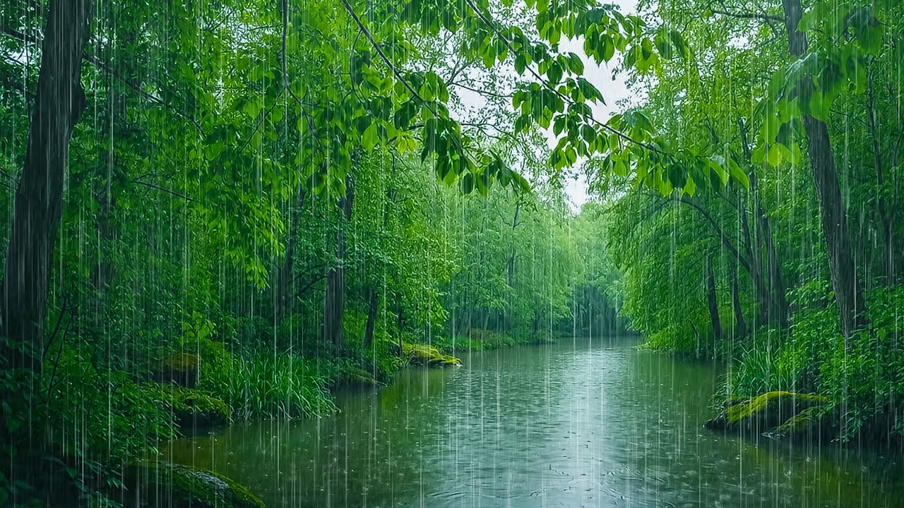 Fall into Deep Sleep Fast with Natural Rain falling on a Forest Lake | ASMR White Noise