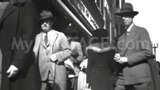 1940s Detroit Busy Pedestrian Street Traffic (Silent)