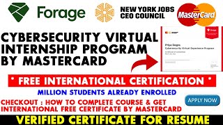 MasterCard Free Cybersecurity Internship Program | International Certification by NEW York Council