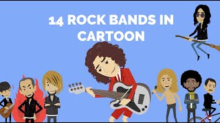 14 Classic Rock Bands in Cartoon