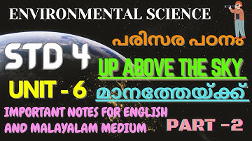 STD 4-E V S(പരിസര പഠനം)/ UNIT 6- UP ABOVE THE SKY-മാനത്തേയ്ക്ക്/ PART 2 #science #std4 #notes #sky