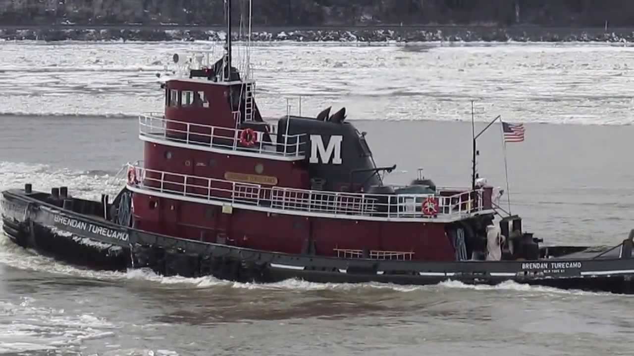Doris Moran with cement barge, Hudson River YouTube
