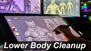 Anime Kaiju no.8 Sculpting in Zbrush PART-14 Lower Body Cleanup Detailing
