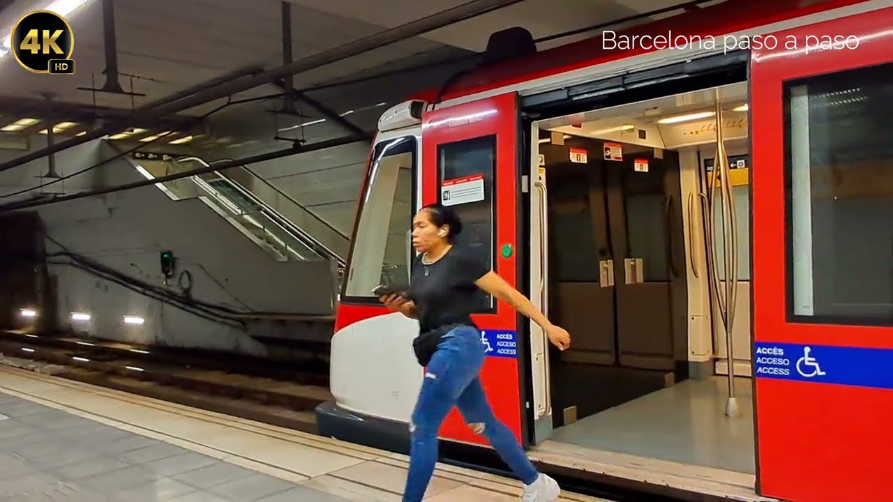 Metro El Maresme-Fòrum  L 4 | Barcelona en metro | Paseos por Barcelona 4K | España
