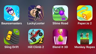 Bouncemasters, Lucky Looter, Slime Road, Paper.io 2, Sling Drift, Hill Climb 2, Blend It 3D screenshot 2