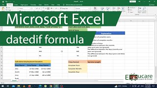 Excel DATEDIF Function | How to calculate employee service length | excel tutorial