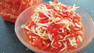 Pickled Bean sprouts with red bell pepper | ជ្រក់សណ្តែកបណ្តុះ