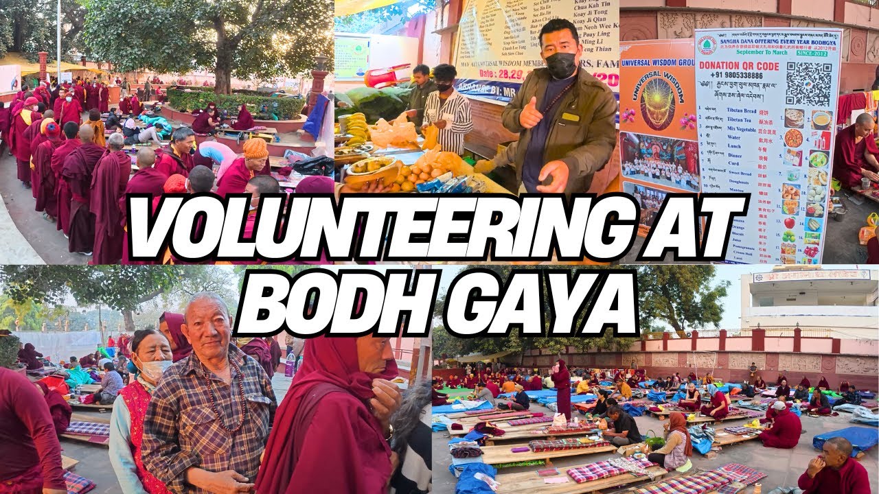 VOLUNTEER AT BODH GAYA || FREE MEAL || KINDNESS IN ACTION || BUDDHIST PILGRIMAGE || TIBETAN VLOGGER