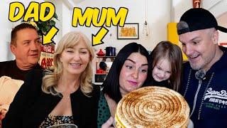 *OMG* Brits Try Cinnamon Roll Cheesecake for the first time! ft MUM & DAD