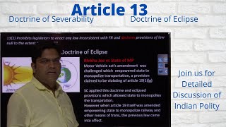 Article 13 Of Indian Consution Doctrine Of Severability Doctrine Of Eclipse
