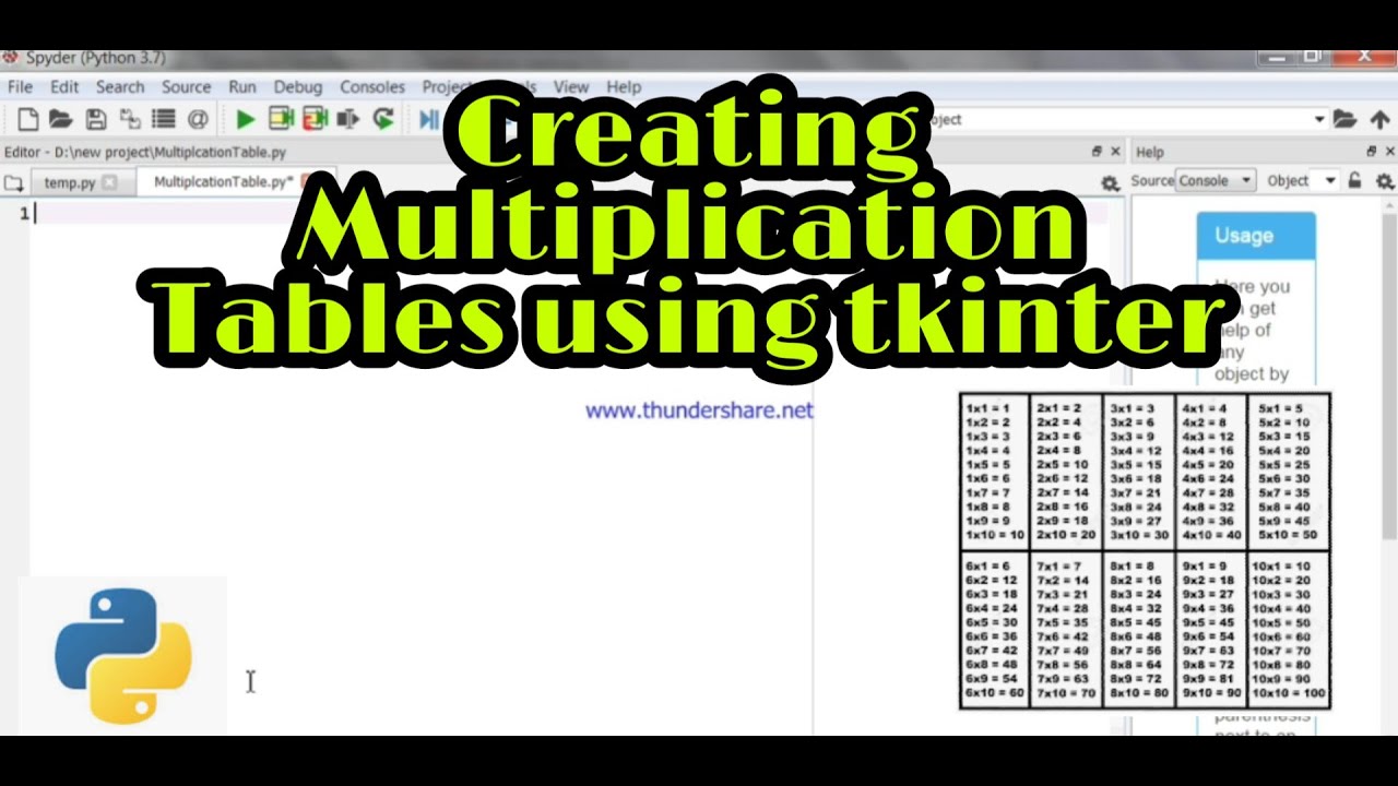 Creating Multiplication Table using Tkinter - By Pranshu Verma - YouTube