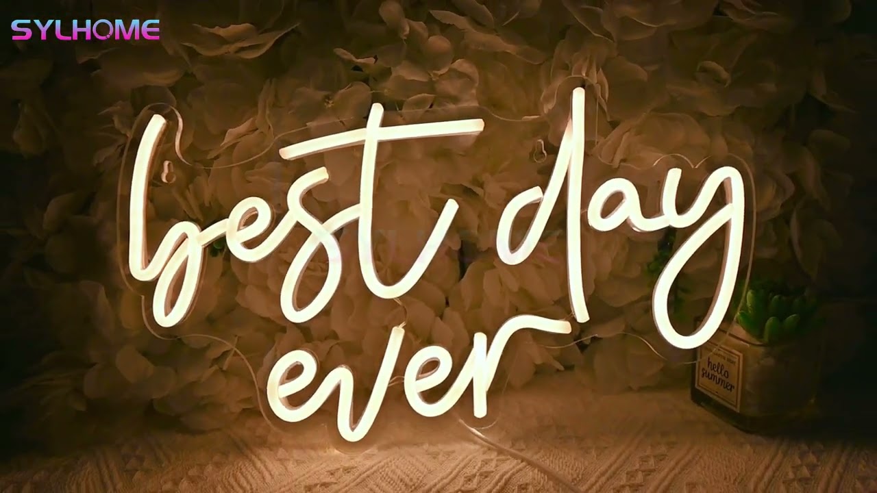 SYLHOME Best Day Ever LED Neon Light Up Sign