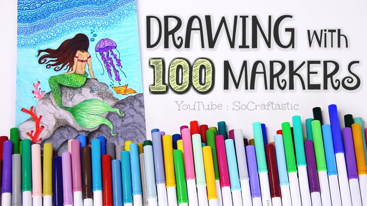 THAT'S A LOT OF BLUE in ONE ILLUSTRATION - Marker Art Challenge