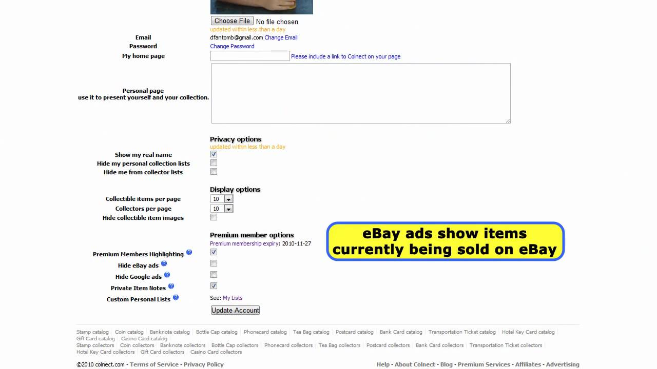 Removing Ads for Premium Collectors on Colnect Collectors Club Community