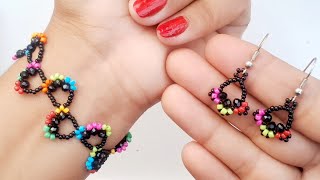 How To Make Bracelet With Thread And Beads At Home || Seed Beads Flower Bracelet Tutorial || DIY