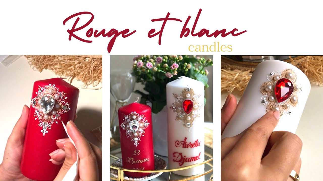 Bougies personnalisées rouge et blanc