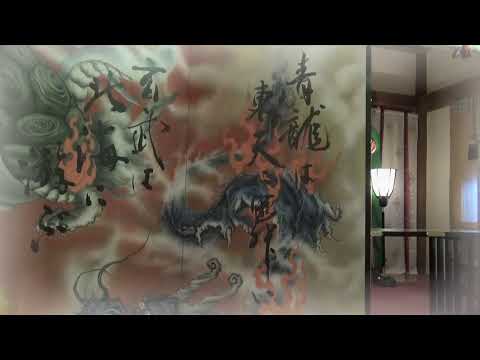 ESHI-MASAと柏木白光の共作屏風「四神図」