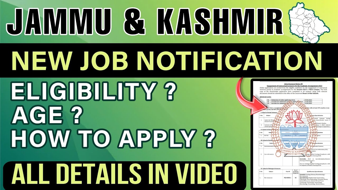 J&K New Job Notification Today | j&k latest job vacancy 2023 | jkssb