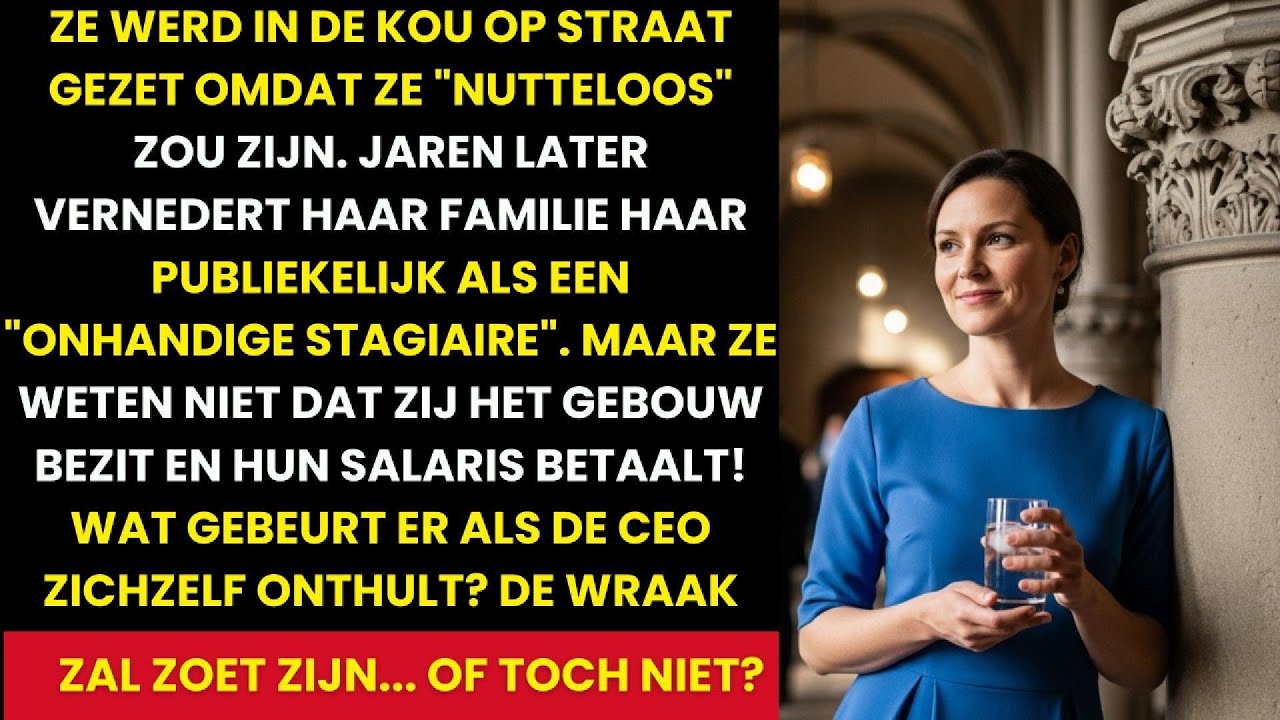 Ik stond op het podium van mijn eigen bedrijf, en op de eerste rij zat mijn vader, die me tien jaar geleden de deur uittrapte omdat ik "nutteloos" was. Hij had geen idee dat de stagiaire die hij...