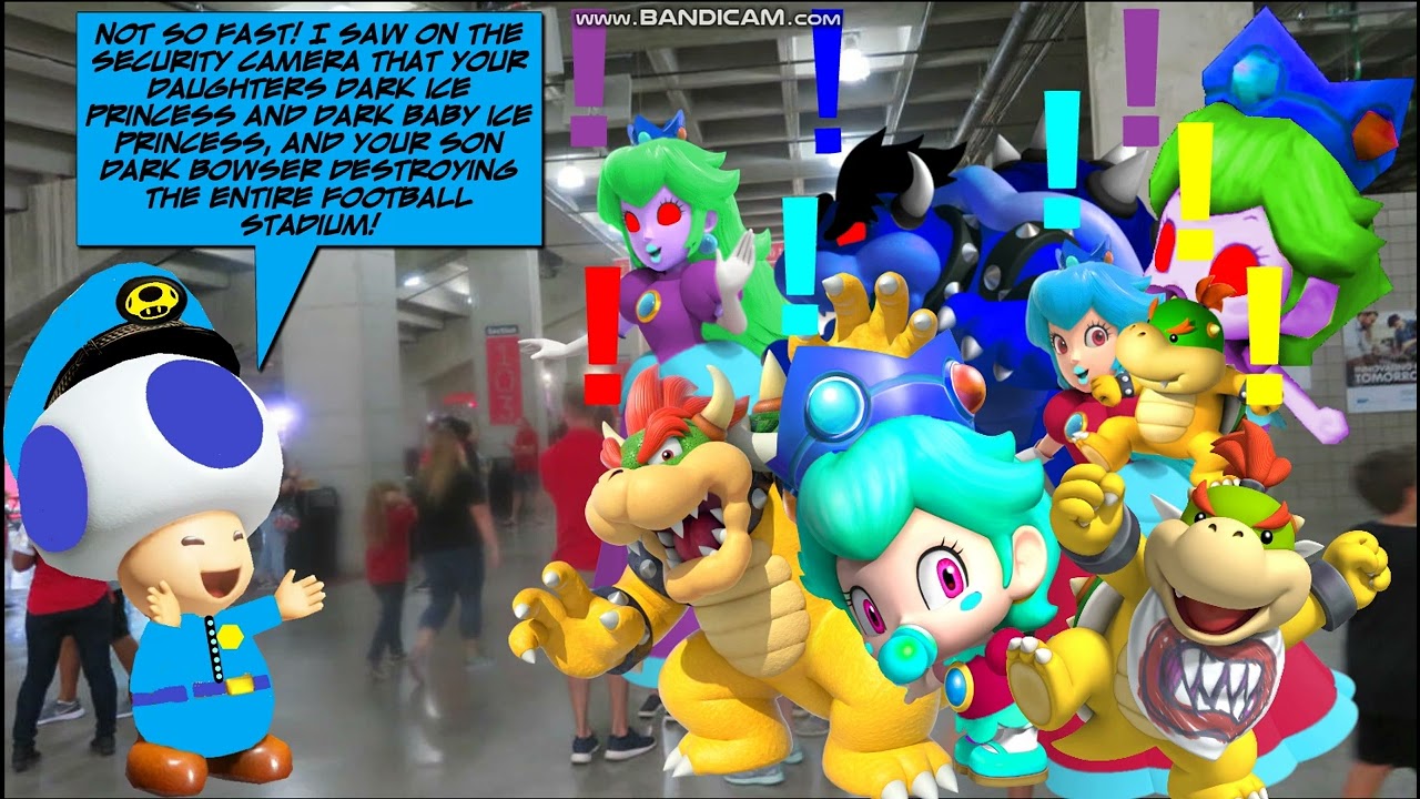 Dark Bowser, Dark Ice Princess and Dark Baby Ice Princess Misbehave at the Super Bowl 57