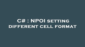 C# : NPOI setting different cell format