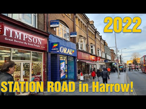 Walking through STATION ROAD in HARROW TOWN CENTRE 2022 Shopping street