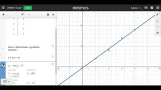 Desmos: How to find a linear regression equation.