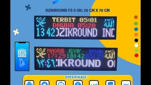 DZIKROUND Fs2 Jam Digital Masjid Jadwal Sholat masjid Ukuran 20cmx70cm Fulllcolour